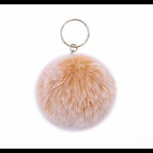Fuzzy TAN Pom-Pom Keychain-Large 
